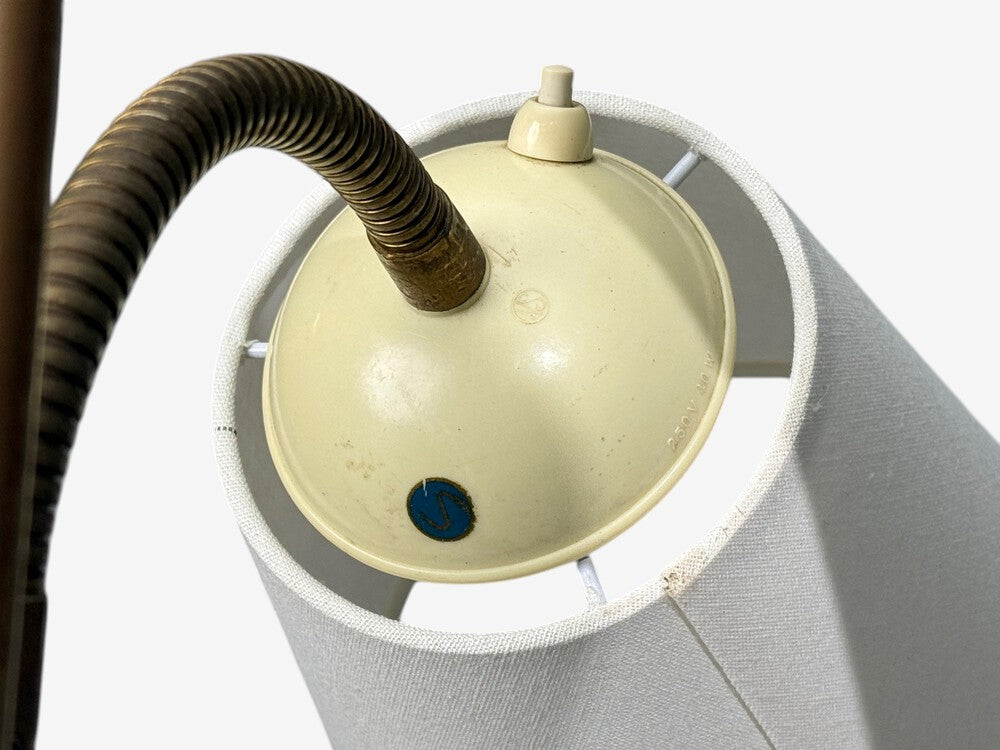 Swedish Modern, Adjustable Floor Lamp, Wood, Brass, Red Lacquer, Sweden, 1940s