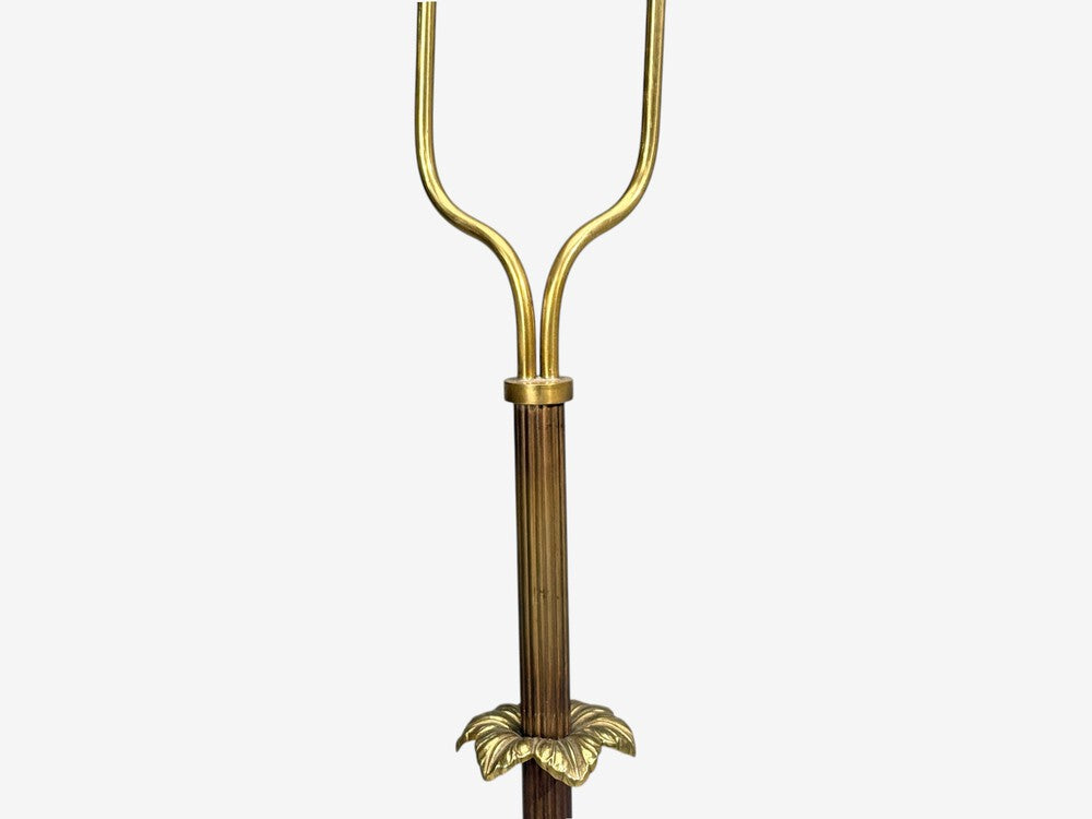 Swedish Modern, Dual Head Floor Lamp, Reeded Brass, Sweden, 1950s