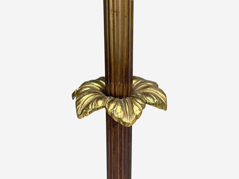 Swedish Modern, Dual Head Floor Lamp, Reeded Brass, Sweden, 1950s