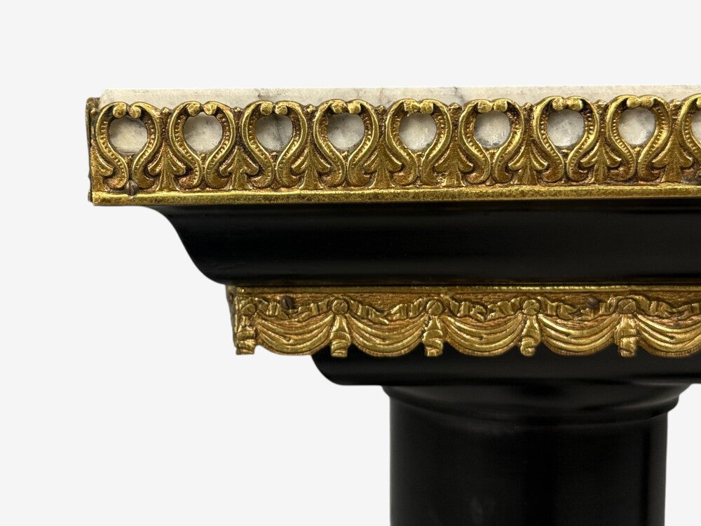 Hollywood Regency, Marble Top Pedestals, Ebonized Wood, Bronze, France, 1960s