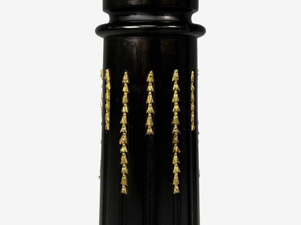 Hollywood Regency, Marble Top Pedestals, Ebonized Wood, Bronze, France, 1960s