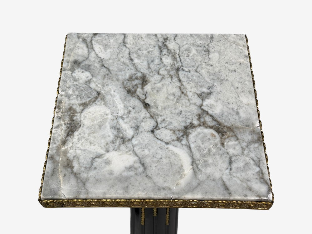 Hollywood Regency, Marble Top Pedestals, Ebonized Wood, Bronze, France, 1960s