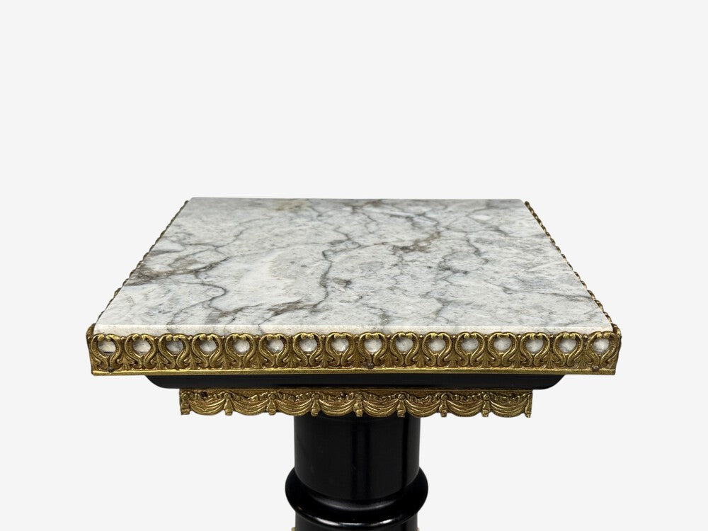 Hollywood Regency, Marble Top Pedestals, Ebonized Wood, Bronze, France, 1960s