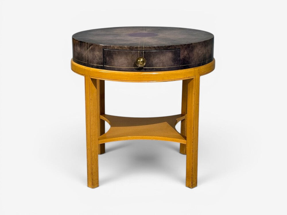 Tommi Parzinger, Nightstands, Bleached Mahogany, Leather, USA, 1930s