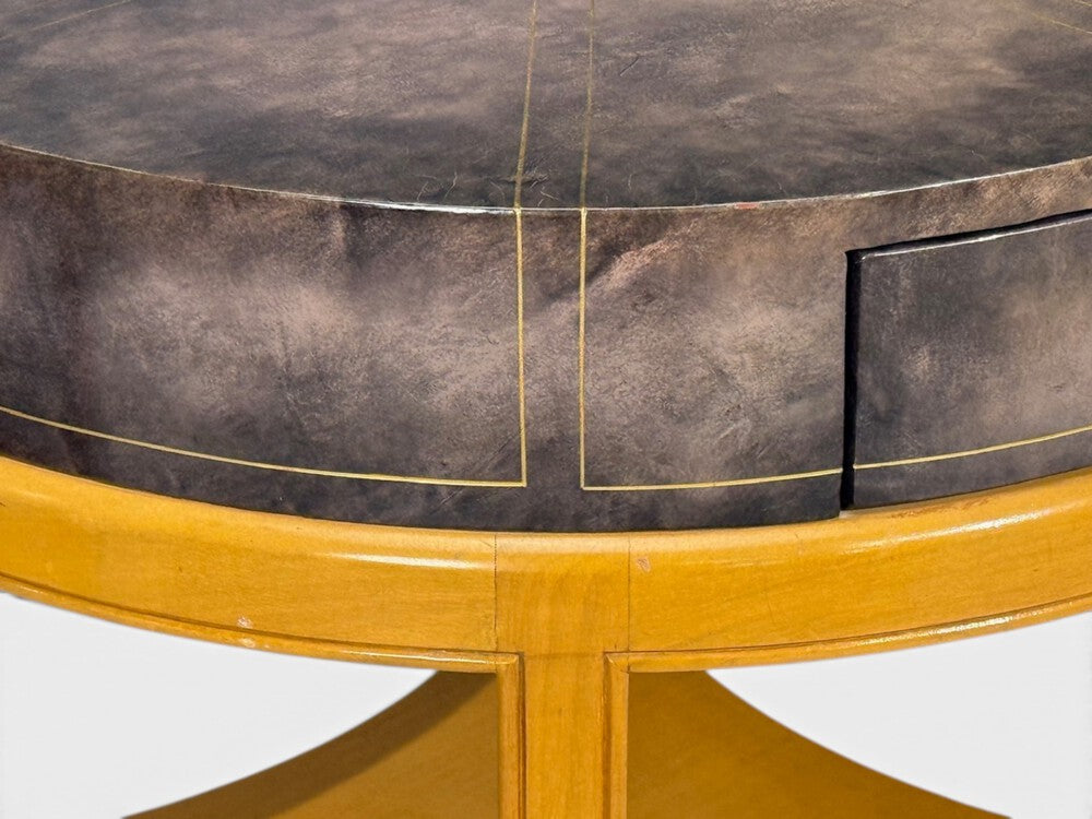 Tommi Parzinger, Nightstands, Bleached Mahogany, Leather, USA, 1930s