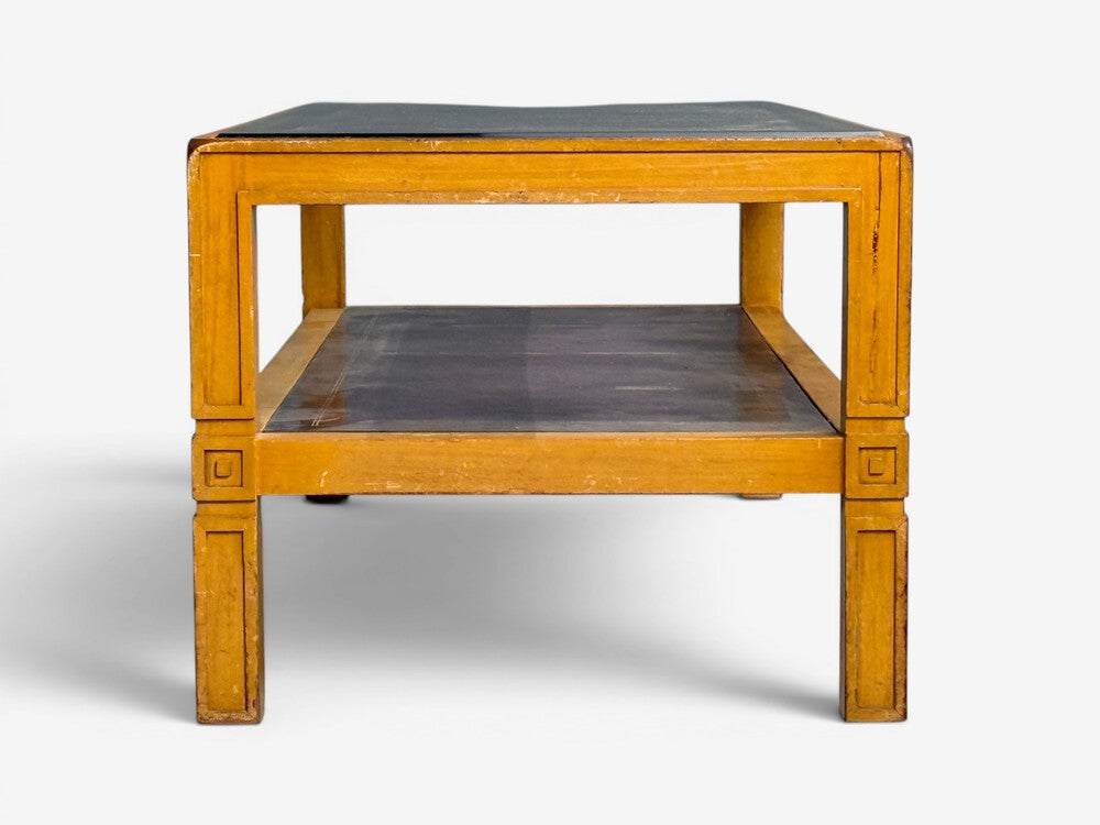 Tommi Parzinger, Coffee Table, Bleached Mahogany, Leather, USA, 1930s