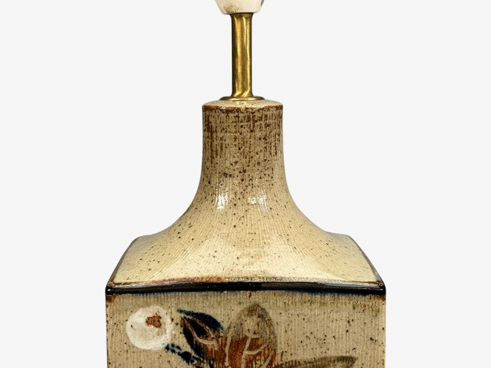 Ursula Printz, Large Table Lamp, Brown Stoneware, Denmark, 1960s