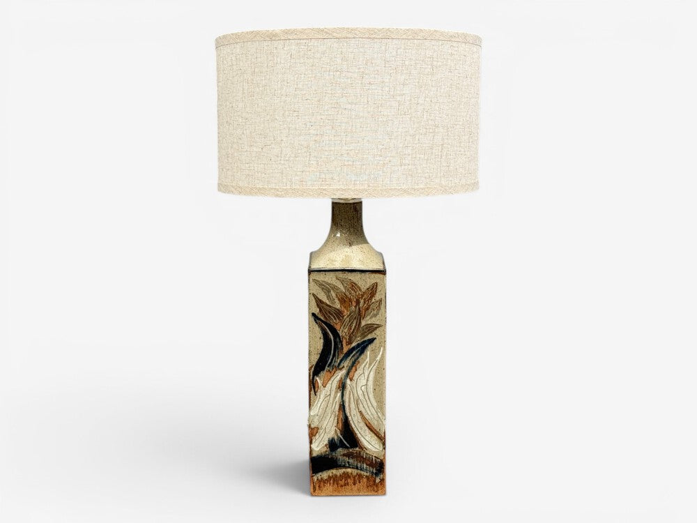 Ursula Printz, Large Table Lamp, Brown Stoneware, Denmark, 1960s