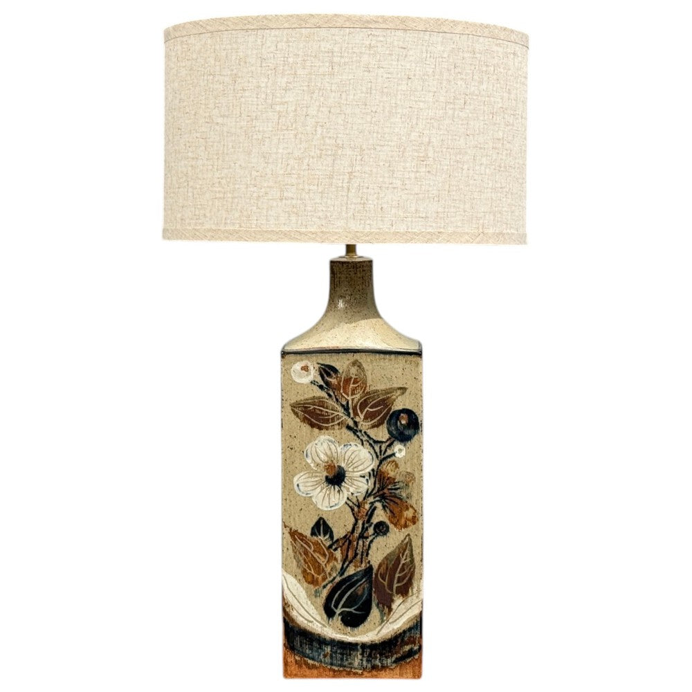 Ursula Printz, Large Table Lamp, Brown Stoneware, Denmark, 1960s