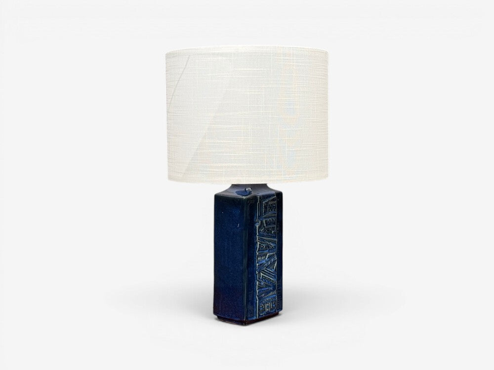 Désirée Stentøj, Blue Glazed Stoneware, Large Table Lamp, Denmark, 1970s