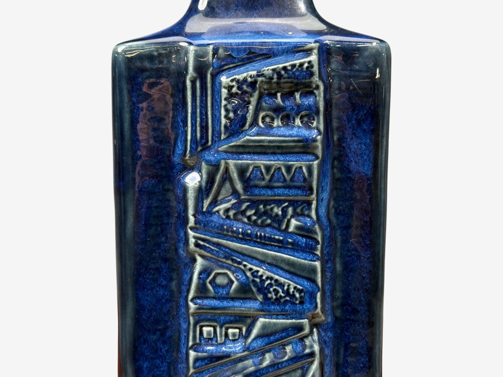 Désirée Stentøj, Blue Glazed Stoneware, Large Table Lamp, Denmark, 1970s