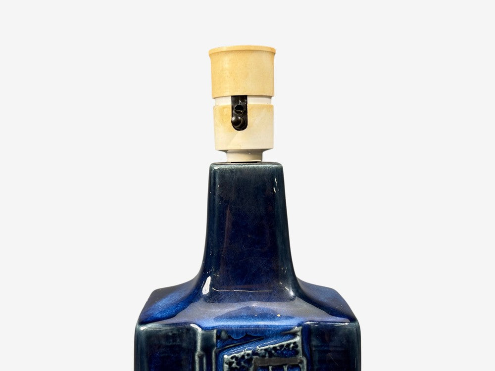 Désirée Stentøj, Blue Glazed Stoneware, Large Table Lamp, Denmark, 1970s
