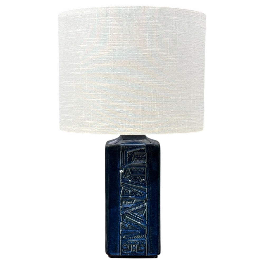 Désirée Stentøj, Blue Glazed Stoneware, Large Table Lamp, Denmark, 1970s