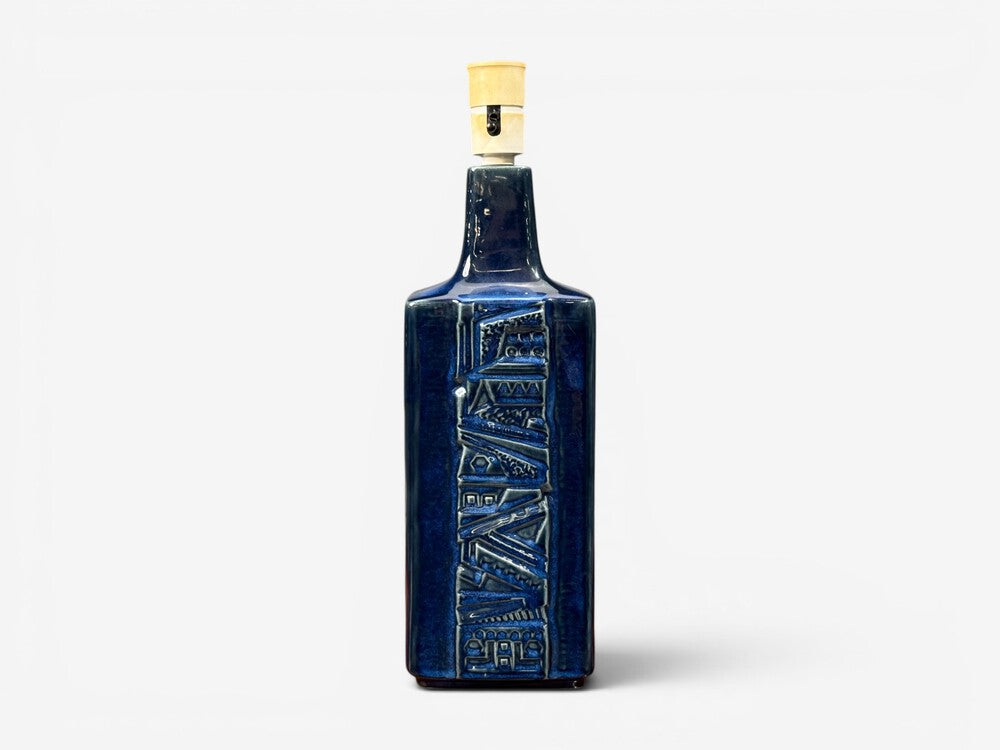 Désirée Stentøj, Blue Glazed Stoneware, Large Table Lamp, Denmark, 1970s