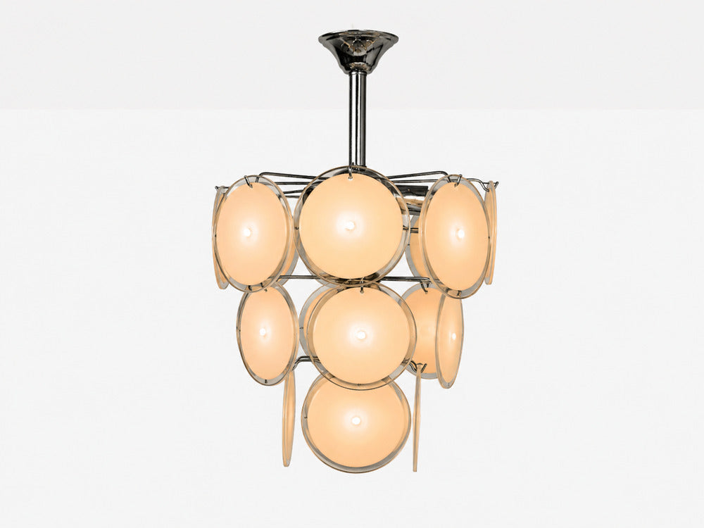 Mid-Century Modern, Pink Murano Glass, Chrome, Pendant Light, 1960s