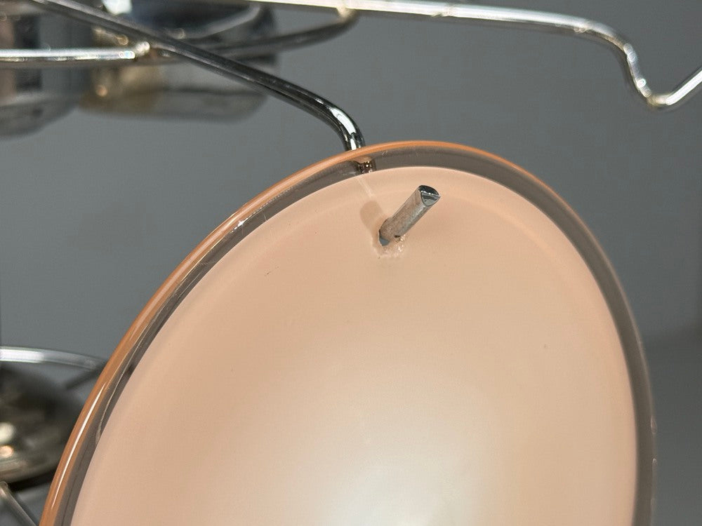 Mid-Century Modern, Pink Murano Glass, Chrome, Pendant Light, 1960s