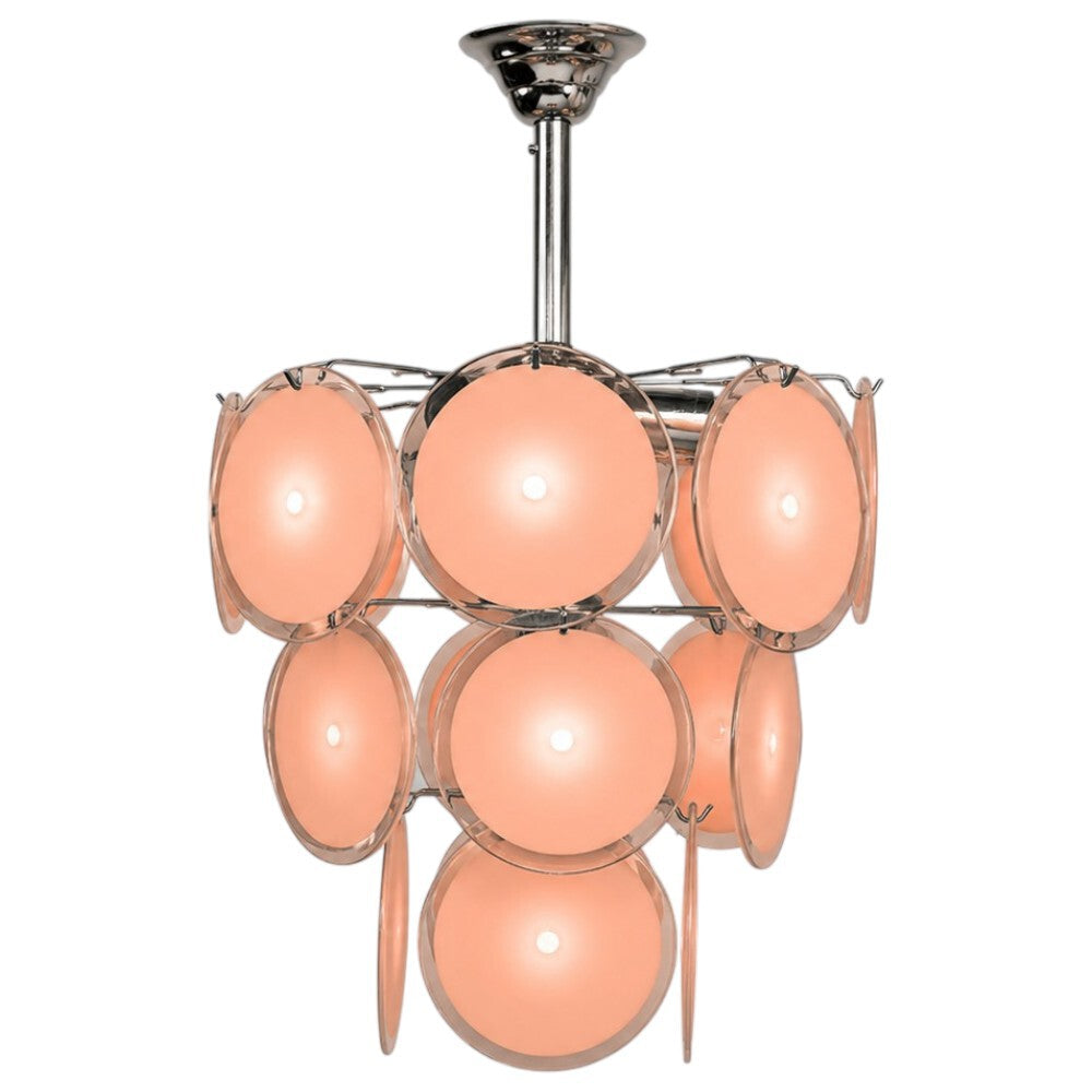 Mid-Century Modern, Bright Pink Murano Glass, Chrome, Pendant Light, 1960s