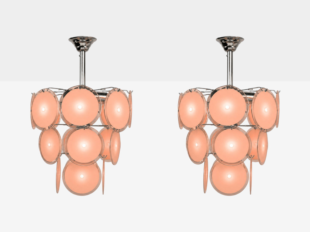 Mid-Century Modern, Bright Pink Murano Glass, Chrome, Pendant Light, 1960s