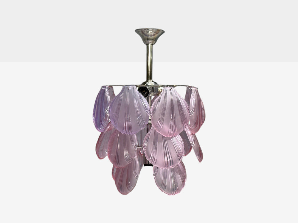 Mid-Century Modern, Purple Shell Motif Murano Glass, Pendant Light, 1960s