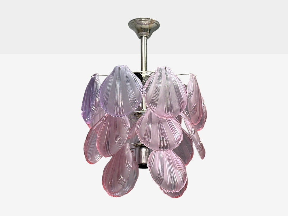 Mid-Century Modern, Purple Shell Motif Murano Glass, Pendant Light, 1960s