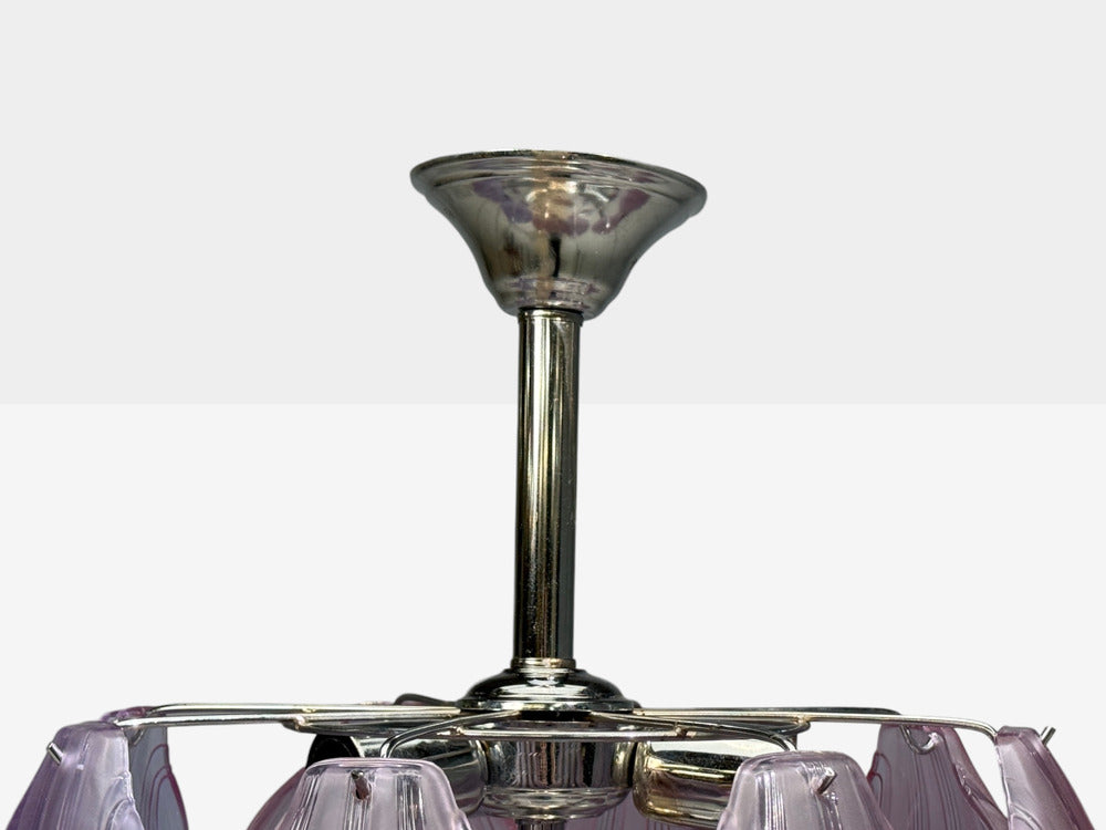 Mid-Century Modern, Purple Shell Motif Murano Glass, Pendant Light, 1960s