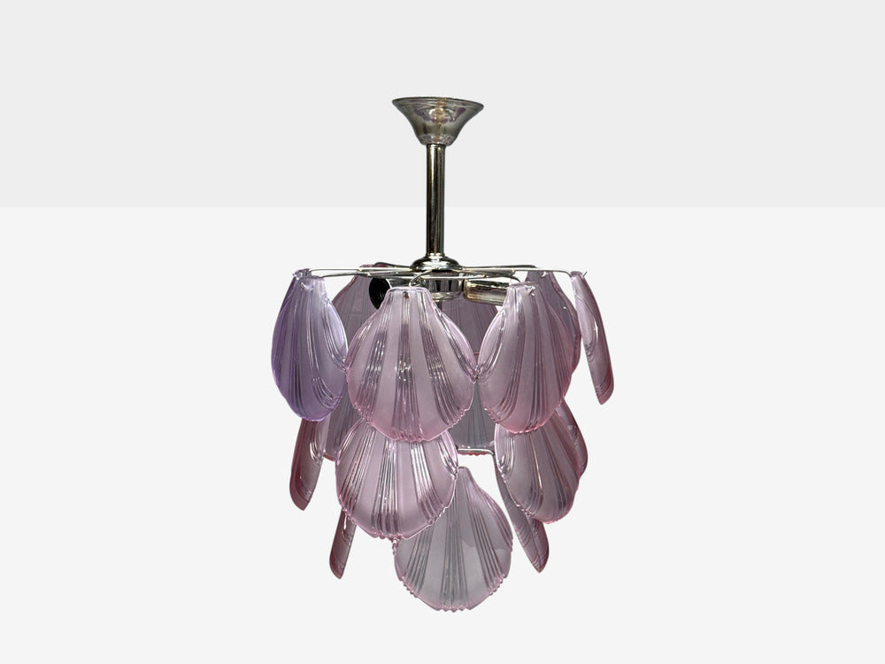 Mid-Century Modern, Purple Shell Motif Murano Glass, Pendant Light, 1960s
