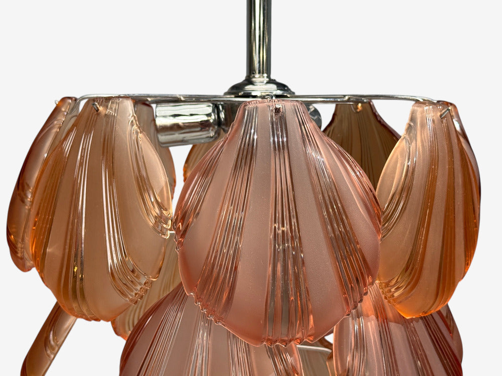 Mid-Century Modern, Orange Shell Motif Murano Glass, Pendant Light, 1960s