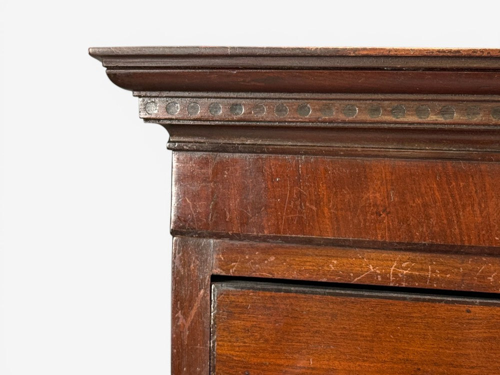 Georgian, Bow-Front Chest on Chest, Mahogany, Brass, England, 19th c.