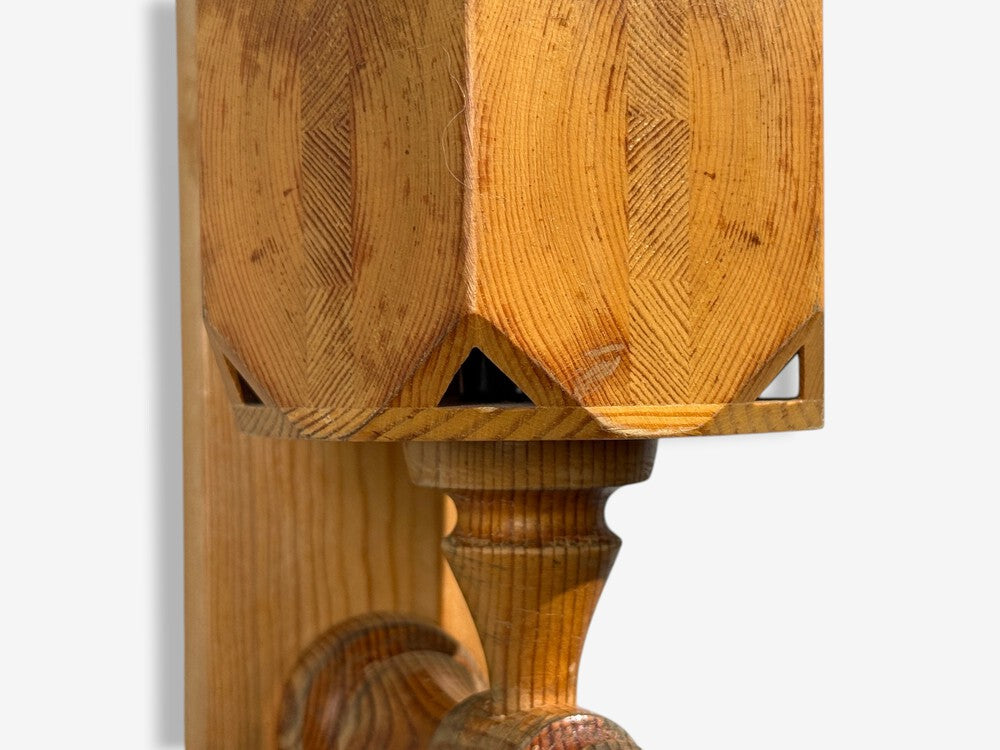 Swedish Modern, Pine, Wall Sconce, Sweden, 1970s