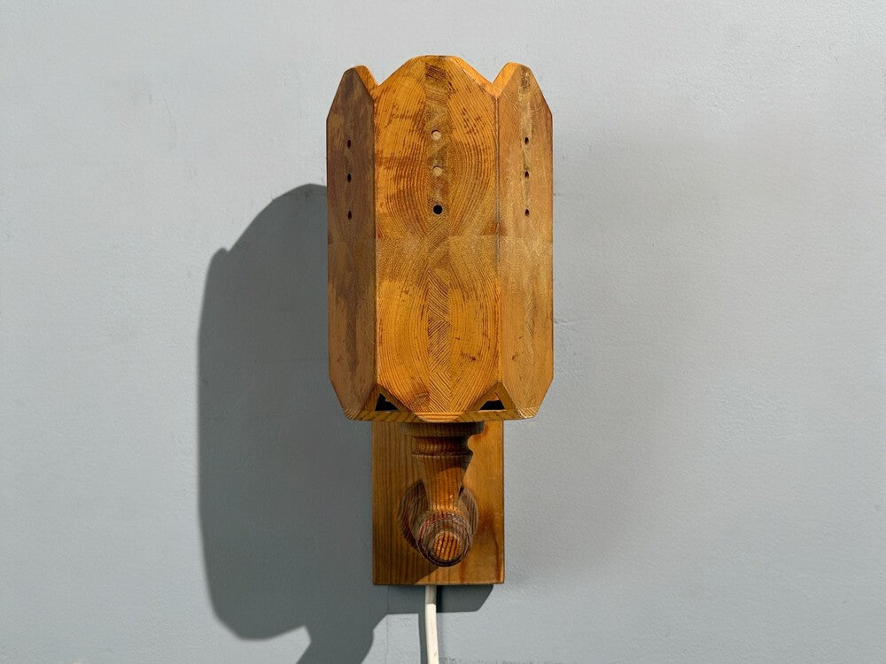 Swedish Modern, Pine, Wall Sconce, Sweden, 1970s