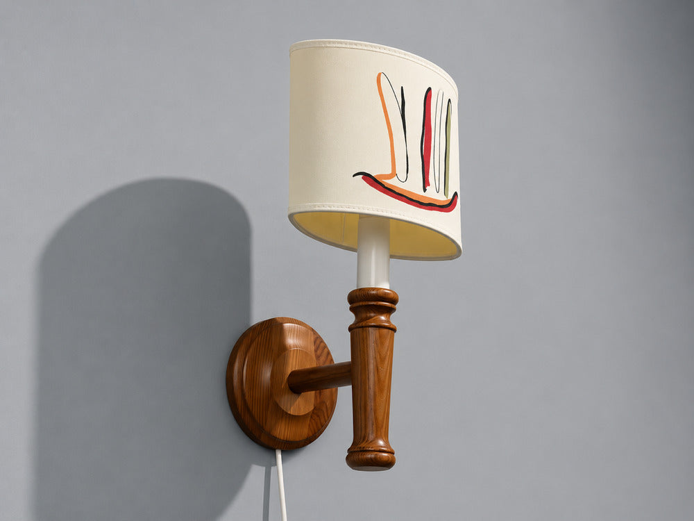 Scandinavian Modern, Wall Sconce, Pine, Fabric, Sweden, 1970s