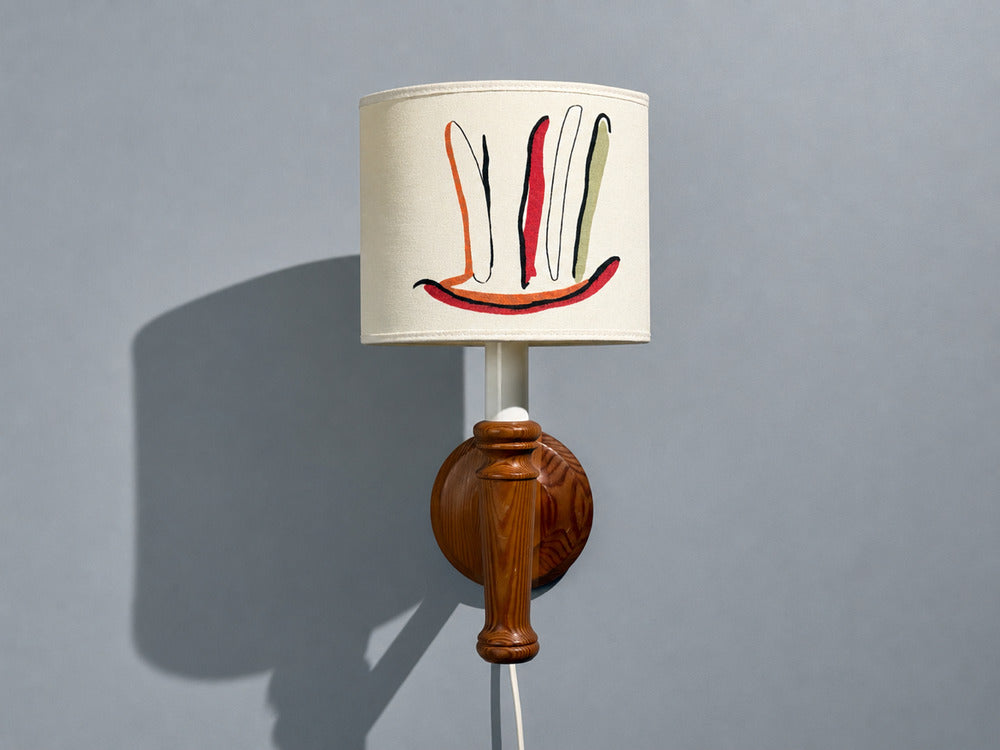 Scandinavian Modern, Wall Sconce, Pine, Fabric, Sweden, 1970s