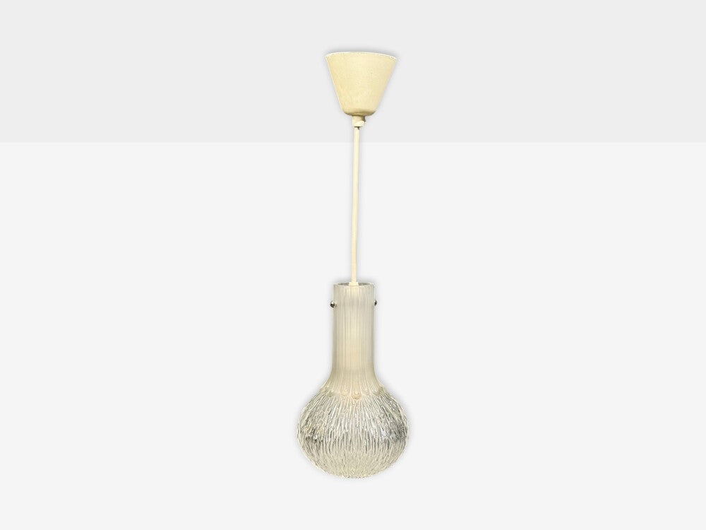 Limburg Glashütte, Small Pendant Light, Textured Glass, Plastic, Germany, 1970s
