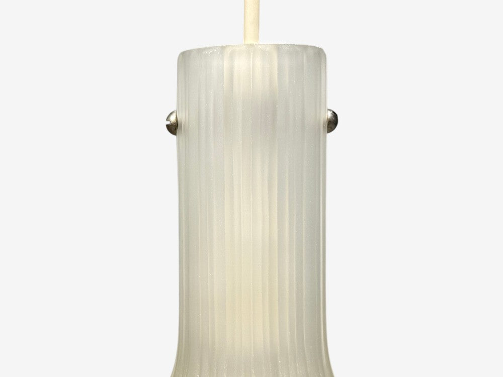 Limburg Glashütte, Small Pendant Light, Textured Glass, Plastic, Germany, 1970s