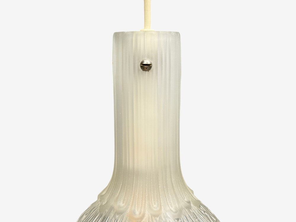 Limburg Glashütte, Small Pendant Light, Textured Glass, Plastic, Germany, 1970s