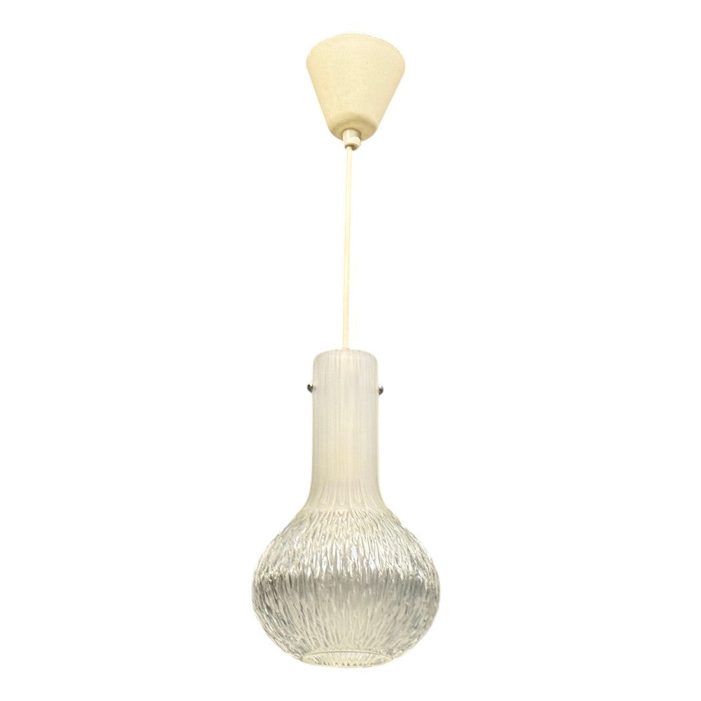 Limburg Glashütte, Small Pendant Light, Textured Glass, Plastic, Germany, 1970s