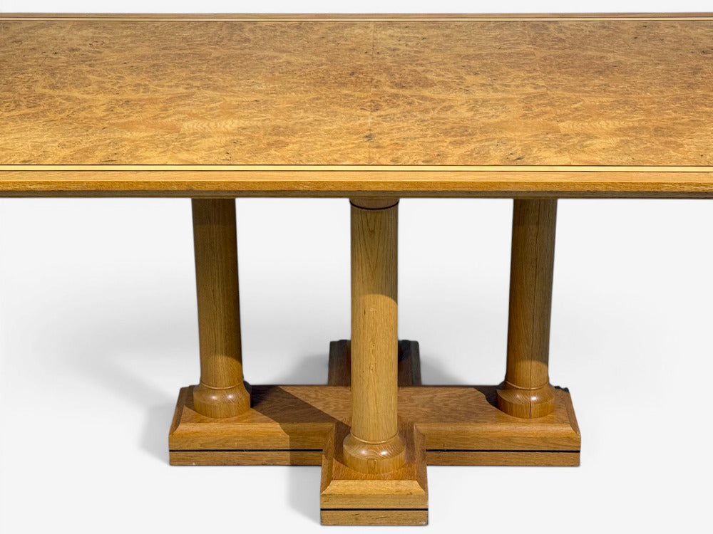 David Linley, Inlaid Dining Table, Burlwood Oak, United Kingdom, 2000s