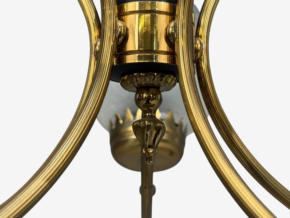 Swedish Modern, Pendant Light, Brass, Glass, Sweden, 1950s