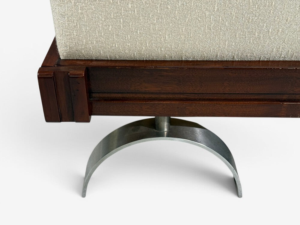 Martin Borenstein, Daybed, Walnut, Steel, Beige Upholstery, USA, 1960s