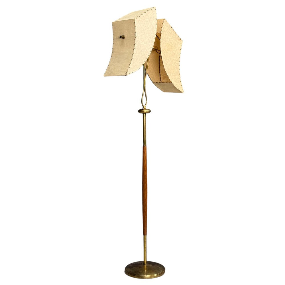 American Modern, Floor Lamp, Walnut, Brass, Vellum, USA, 1950s