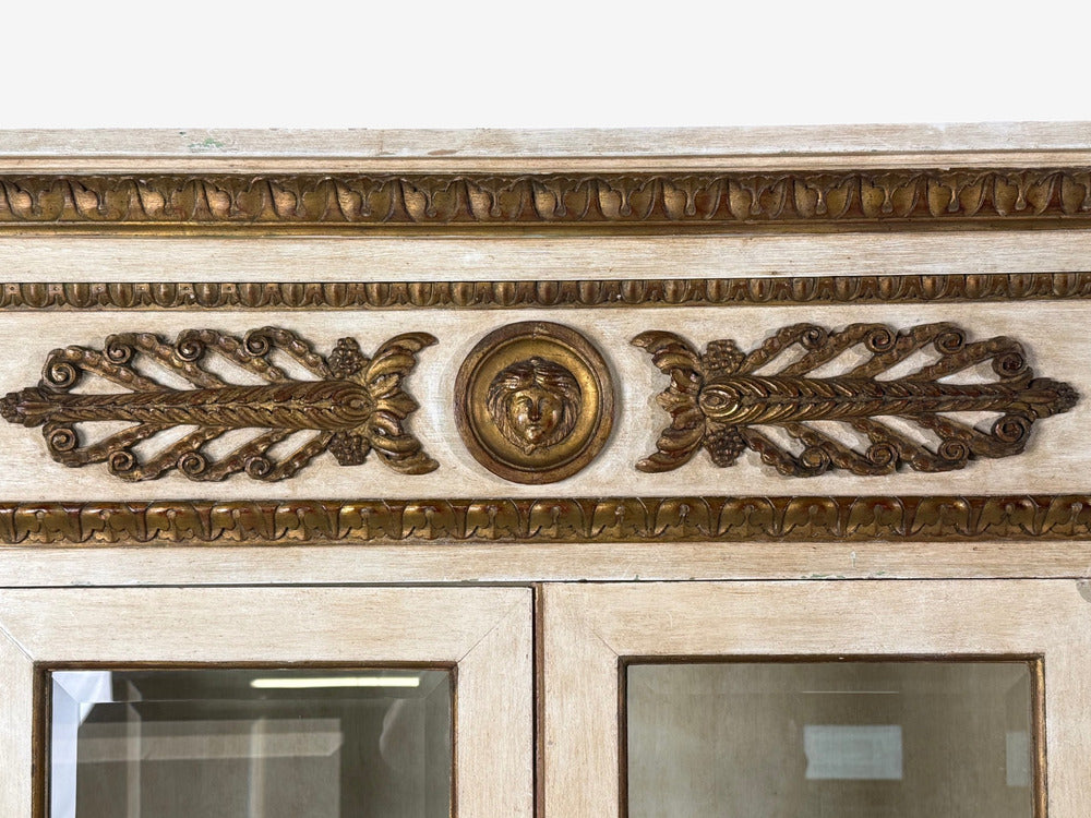 French Regency, Monumental Bookcases, Cream Painted Wood, Gilt, France, 19th c.