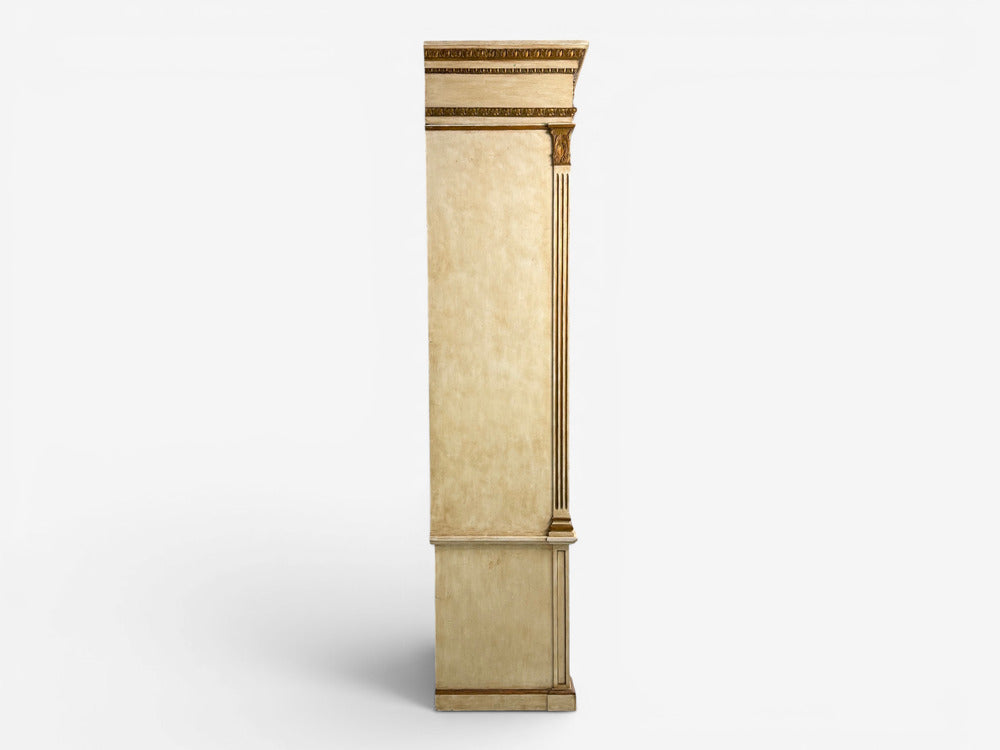 French Regency, Monumental Bookcases, Cream Painted Wood, Gilt, France, 19th c.