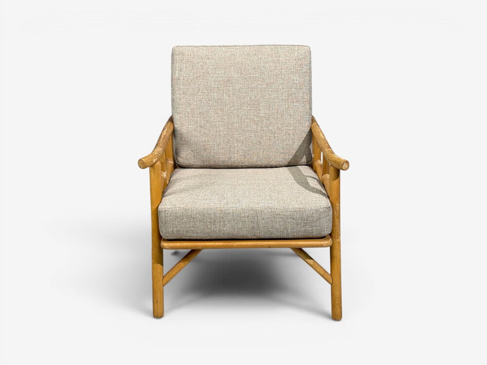 Ficks Reed, Lounge Chairs, Bamboo, Cane, Beige Tweed, USA, 1950s