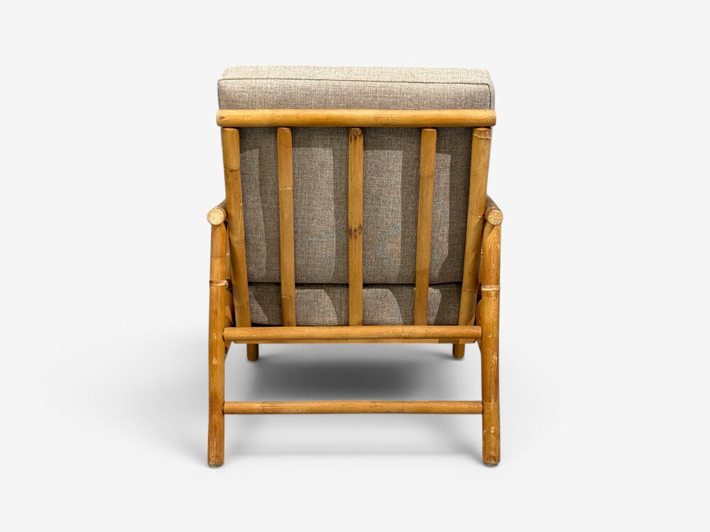 Ficks Reed, Lounge Chairs, Bamboo, Cane, Beige Tweed, USA, 1950s