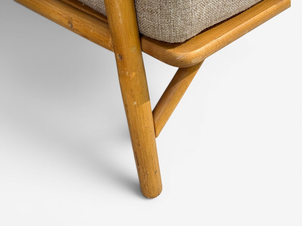 Ficks Reed, Lounge Chairs, Bamboo, Cane, Beige Tweed, USA, 1950s