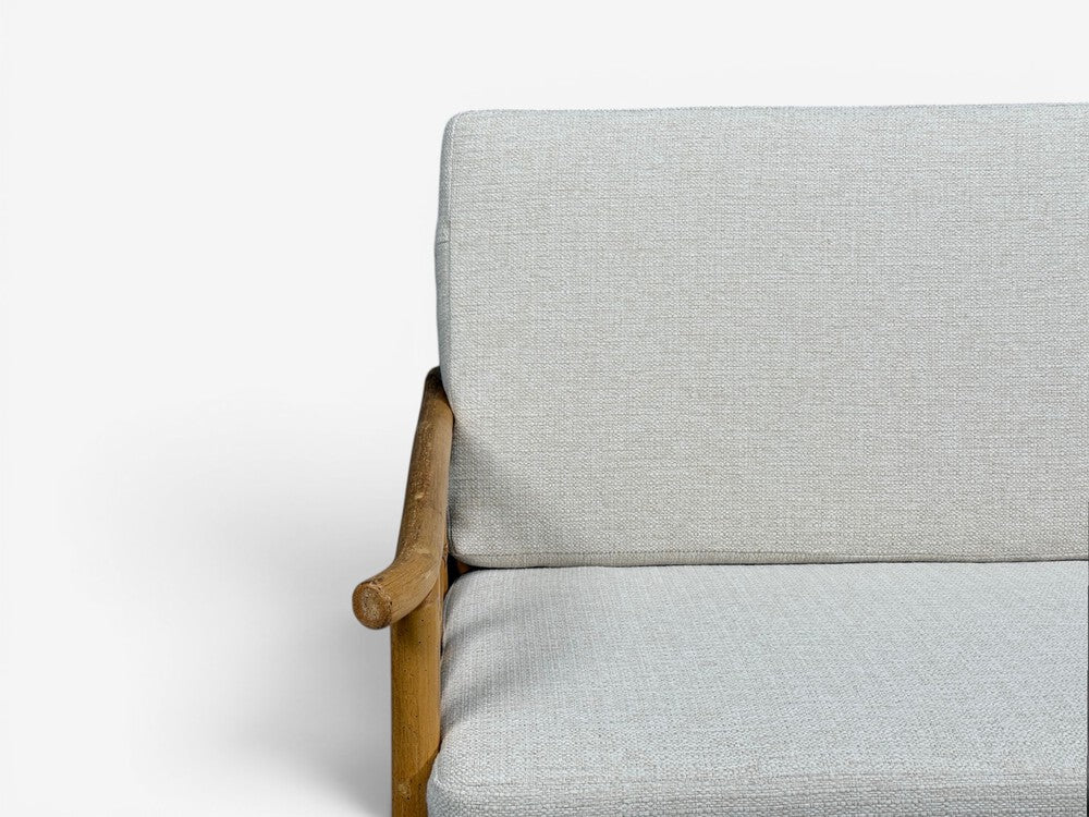 Ficks Reed, Two Seater Sofa, Bamboo, Cane, White Fabric, USA, 1950s
