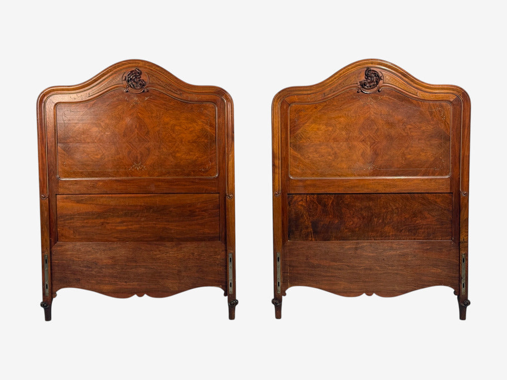 French Provincial Style, Twin Headboards, Walnut, Gilt, France, 20th c.