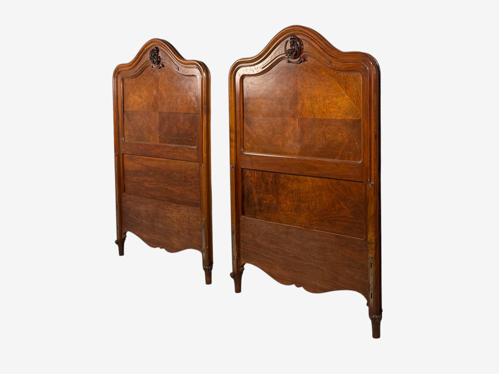 French Provincial Style, Twin Headboards, Walnut, Gilt, France, 20th c.