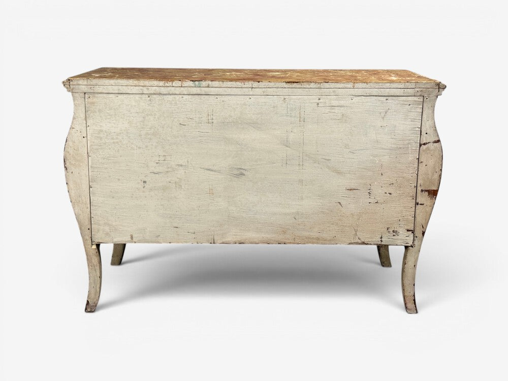 Venetian, Bombe Commode, Chinoiserie Painted, Faux Marble Top, Italy, 1920s