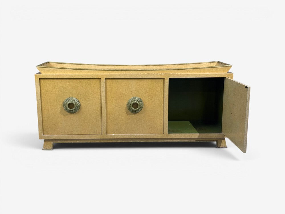James Mont, Credenza, Yellow Painted Wood, USA, 1950s